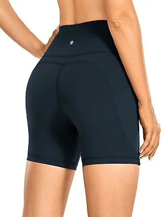 CRZ YOGA Women's Brushed Naked Feeling Biker Shorts 6'' / 8'' - High Waist  Matte Workout Gym Spandex Shorts Side Pockets