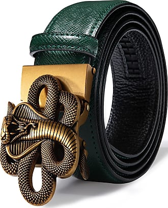 Barry.Wang Men's Belt Gift Set 2 Pack,Ratchet Buckle Adjustable Genuine  Leather Designer for Business Dress Waist Belt 130CM at  Men’s  Clothing