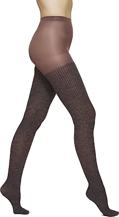 HUE Women's Sheer Tights with Grippers, Black, 2 