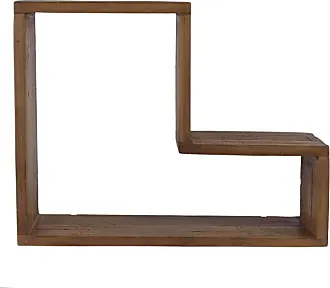 ALIDA - Étagère murale carrée marron 80x80cm 4 niveaux 3 niches bois  Mahogany structure métal noir