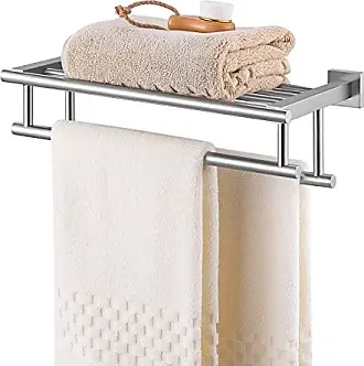 Co-t Gold Towel Bar - Self Adhesive Towel Holder + 2 Packs Towel Hooks Bathroom  Accessories, 16-Inch Towel Rack For Bathroom Stainless Steel Brushed Brass