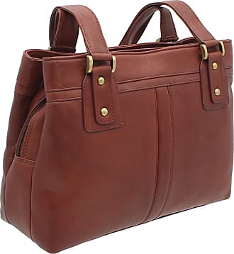 Ladies Vintage Brown LEATHER Handbag by Visconti Tote Shoulder Strap CLASSIC 