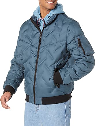 DKNY Mens Quilted Performance Hooded Bomber Jacket 