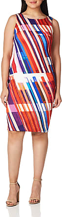 Calvin Klein Womens Sleeveless Fitted Cocktail Sheath Dress, RED Multi, 12