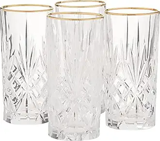 Lorren Home Trends Siena Collection Crystal Red Wine Glass with Gold Band Design Set of 4