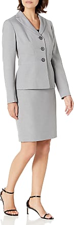 Le Suit Womens Plus Size Glazed Melange 3 Button Notch Collar Skirt Suit 