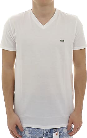 Lacoste Men's V-neck Slim Fit T-shirt Grey/White •BMZ TH6553-51 NEW 