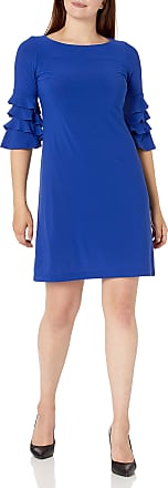 Gabby Skye Womens 3/4 Tiered Bell Sleeves A-line Knee Length Dress, Electric Blue, 10