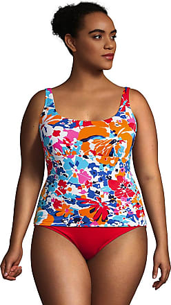 Lands End Womens Square Neck Underwire Tankini Top Swimsuit Adjustable Straps