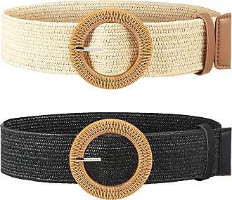 Women's 2 (50mm) Braided Woven Leather Belt with Horseshoe Buckle