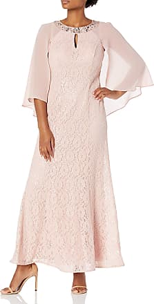 S.L. Fashions Womens Petite Long Sequin Dress with Capelet, Faded Rose, 6P