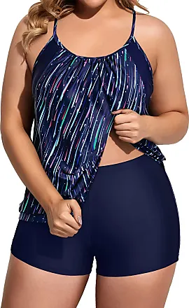  Holipick Flamingo Women Plus Size Two Piece Tankini Set  Swimsuits Tummy Control Bathing Suits Push Up Tankini Top with Full  Coverage Boy Shorts M : Clothing, Shoes & Jewelry