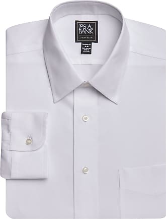 Jos. A. Bank Mens Traveler Collection Tailored Fit Point Collar Dress Shirt - Big & Tall, White, 18 1/2x36 Tall