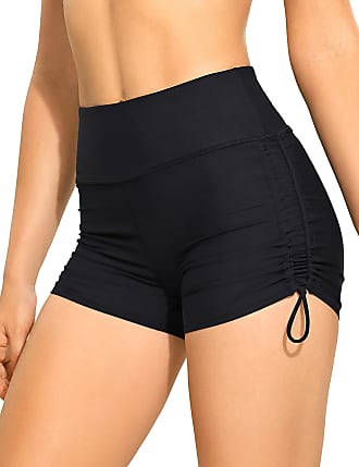 CRZ YOGA Women's UPF 50 Swim Shorts Tankini High Waisted 2.5'' Bikini Bottom Ruched Side Swimwear Boardshort