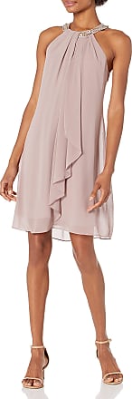 S.L. Fashions Womens Jewel Halter Sheath Dress (Petite and Regular), Cashmere, 16P