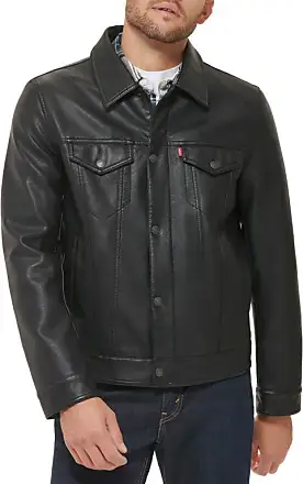 Tommy Hilfiger Men's Faux Leather Bomber Jacket, Dark Brown Laydown Collar