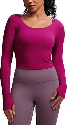 cRZ YOgA Womens Long Sleeve crop Top Quick Dry cropped Workout