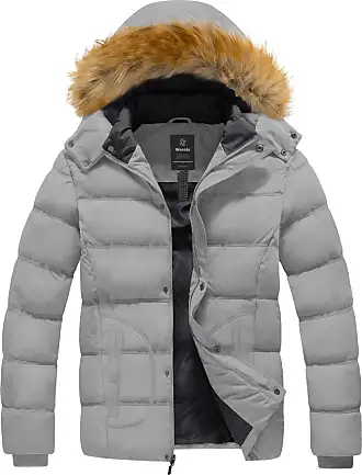 wantdo Mens Heavyweight Puffer Coat Fur Hooded Outwear Jacket (Black,  Small) at  Men's Clothing store