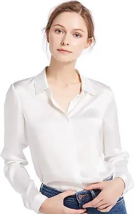 LilySilk X MIM Women's Floral 2 in 1 Silk Blouse Long Sleeve 100% Silk  Shirt Tops for Ladies
