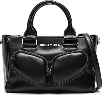 Bimba Y Lola Medium Bowling Leather Tote Bag in Black