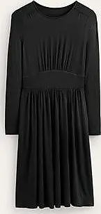 Notch Neck Jersey Dress - Black