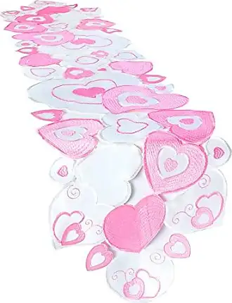  Embroidered Valentine Day Table Runner Love Heart Table Runner  15.7 x 68.9 Inch Valentines Decorations Heart Valentines Day Table Cover  for Wedding Valentines Table Decor (Red and Pink, Red, Rose Red) 