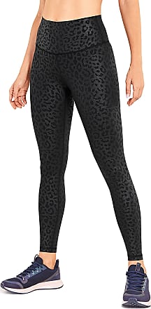 CRZ YOGA Women's Faux Leather Workout Leggings 25 Inches Mesh Tight Athletic Pants with Drawcord Matte Coated 