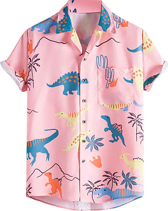  Men's Hawaiian Shirt Aloha Shirt S Pastel Leaves in Pink :  Clothing, Shoes & Jewelry