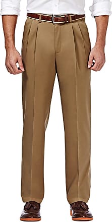 Haggar Mens Premium No Iron Khaki Regular and Big & Tall Sizes, British Khaki Pleat, 42W x 30L