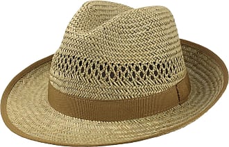 Small 57cm Mens Fedora Natural Straw Wide Brim Black Band Summer Sun Hat 