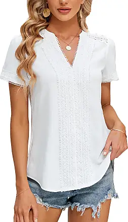 Blooming Jelly Womens Short Sleeve Blouse Business Casual Dressy Tops  Ribbed Summer Stylish Work Shirts(Small, White) : : Clothing,  Shoes & Accessories
