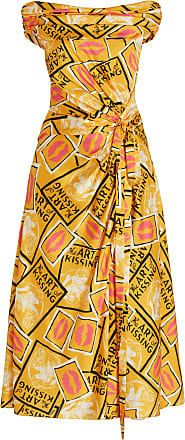 Carolina Herrera Womens Printed Off-The-Shoulder Midi Dress - Print - Moda Operandi