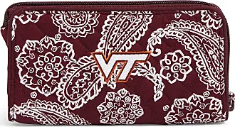 Vera Bradley Collegiate Front Zip Wristlet with RFID Protection (Multiple  Teams Available), Black-Recycled Cotton: Handbags