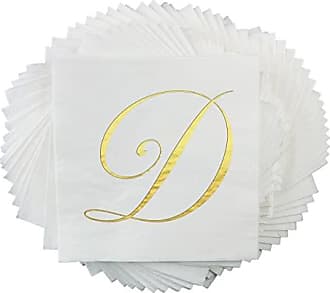 100 Pack Navy Blue Monogrammed Napkins with Letter B, Gold Foil Initial for Wedding Reception, Engagement Party (4x8 inches)