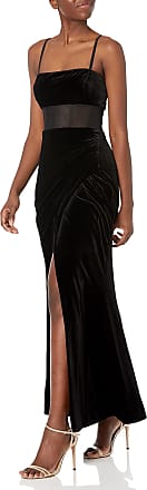 Bcbgmaxazria Womens Velvet Floor Length Evening Gown with Slit, Black, Medium