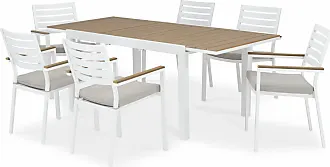 Conjunto mesa jardín Osaka 200/140x90 cm y 6 sillas aluminio blanco OSAKA