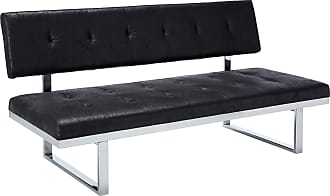 Christopher Knight Home Chloe Contemporary Sofa Bench, Upholstered, Tufted, Microfiber and Iron, Black and Chrome