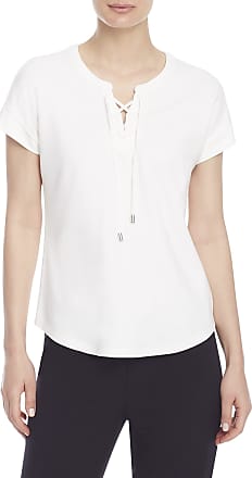 Jones New York Womens Extended Shoulder LACE UP TEE, NYC White, XS