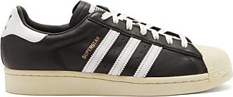 adidas mens black leather trainers