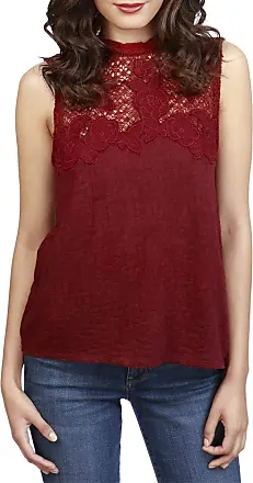 Lucky Brand womens Lace Mock Neck Top T Shirt, Marsala, X-Small US