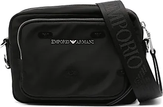 Armani Quilted logo-lettering Messenger Bag - Black