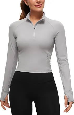CRZ YOGA Women's Cotton Hoodies Full Zip Athletic Running Jacket Top with  Thumb Holes Black 8 : : Fashion