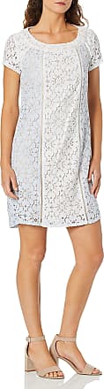 Nanette Lepore Womens S/S Shift Dress W/Combo Panels, Whirlpool/Brilliant White, 14