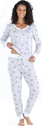 Large Stripes Sleepyheads Women's Knit Long Sleeve Henley and Pant Pajama Set Allover Print Set 