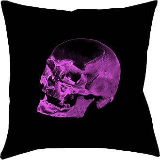 ArtVerse Katelyn Smith 18 x 18 Spun Polyester Double Sided Print with Concealed Zipper & Insert Purple & Black Skull Pillow 