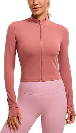 CRZ YOGA Butterluxe Womens Cropped Slim Fit Workout Jackets - Weightless  Track Athletic Full Zip Jacket with Thumb Holes