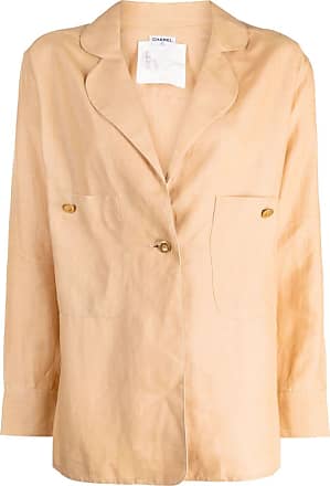 CHANEL 2001 Spring Off White Cotton Boucle Tweed Shirt Jacket Pants Suit  Set 38