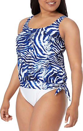 Maxine Of Hollywood Womens Side Tie Scoop Neck Banded Tankini Swimsuit Top 