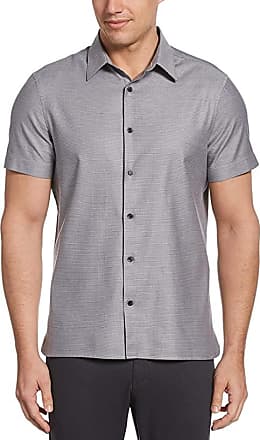 Perry Ellis Mens  Short Sleeve Solid Slub Texture Shirt 