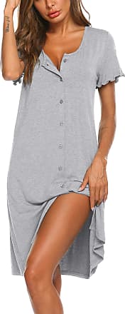 Ekouaer Nightgown Womens Sleepshirt Soft Sleepwear Pleated Nightshirt Comfy Sleep Dress Short Sleeve Flare Nightdress S-3XL 